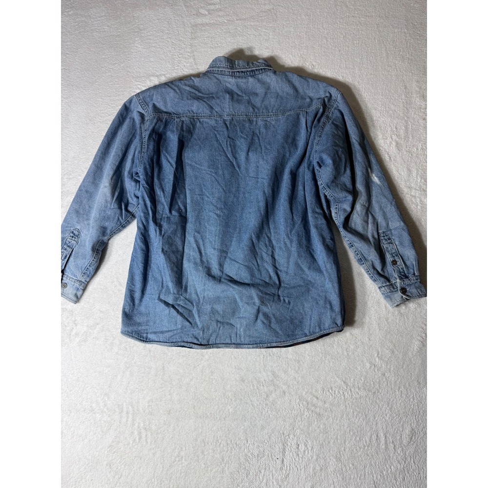 Levi Strauss Denim‎ Shirt Jacket Men XL Blue Good Fleece Lined Plaid Workwear - Picture 4 of 12